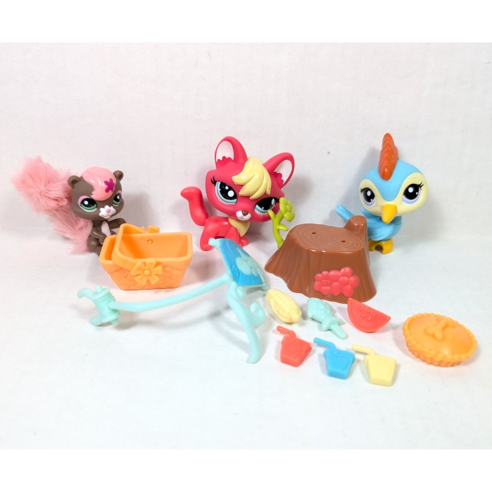 Littlest Pet Shop Funny Sunny Picnic Skunk #2641 Fox #2642 Woodpecker #2643 LPS